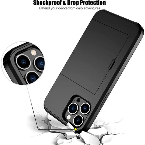 iPhone 13 Pro Max Case with Card Holder Hidden Card Slot - Black - Picture 5 of 6